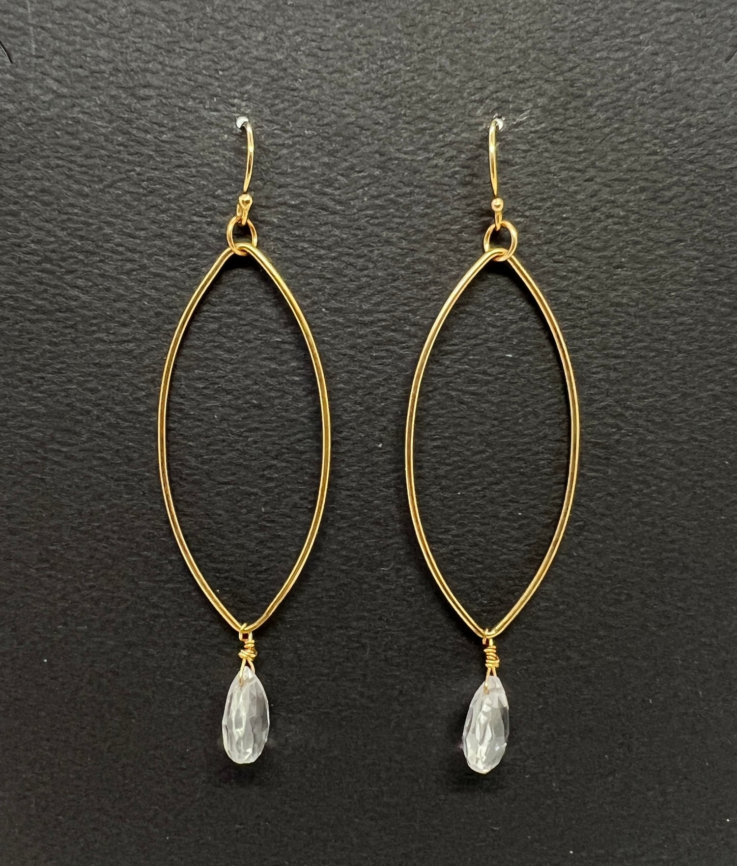 Genuine White Quartz and Gold Hoop Dangle Earrings | Avery Blake Jewelry