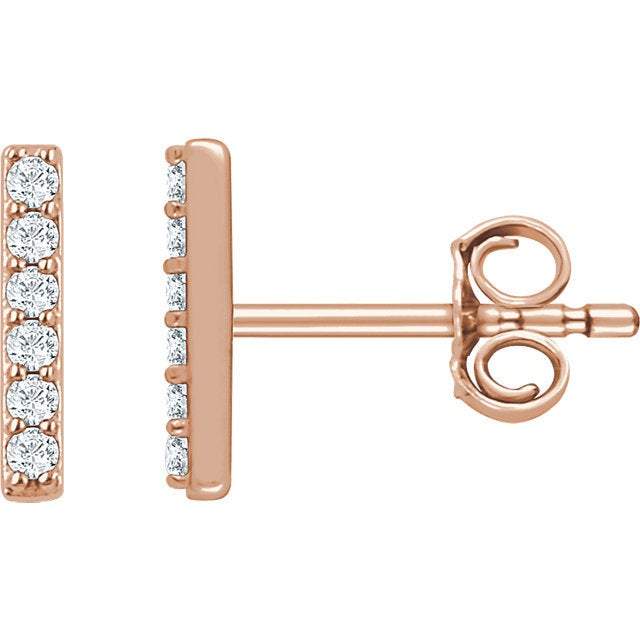 14K Rose Gold Diamond Bar Stud Earrings | Avie Fine Jewelry