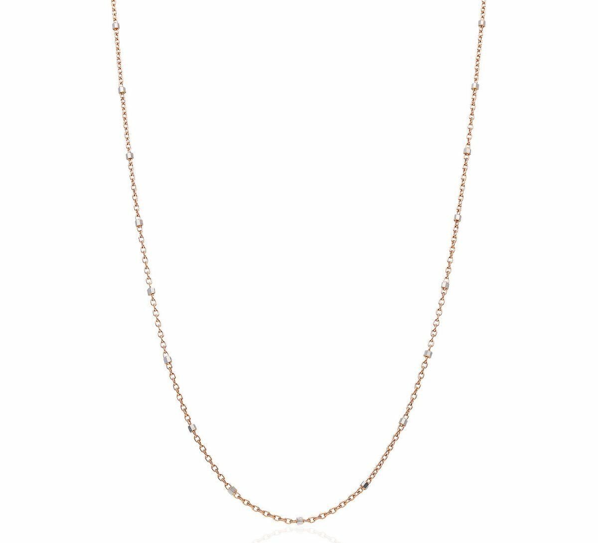 14K Rose Gold Chain White Gold Beaded Necklace | Avie Fine Jewelry
