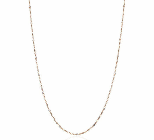 14K Rose Gold Chain White Gold Beaded Necklace | Avie Fine Jewelry
