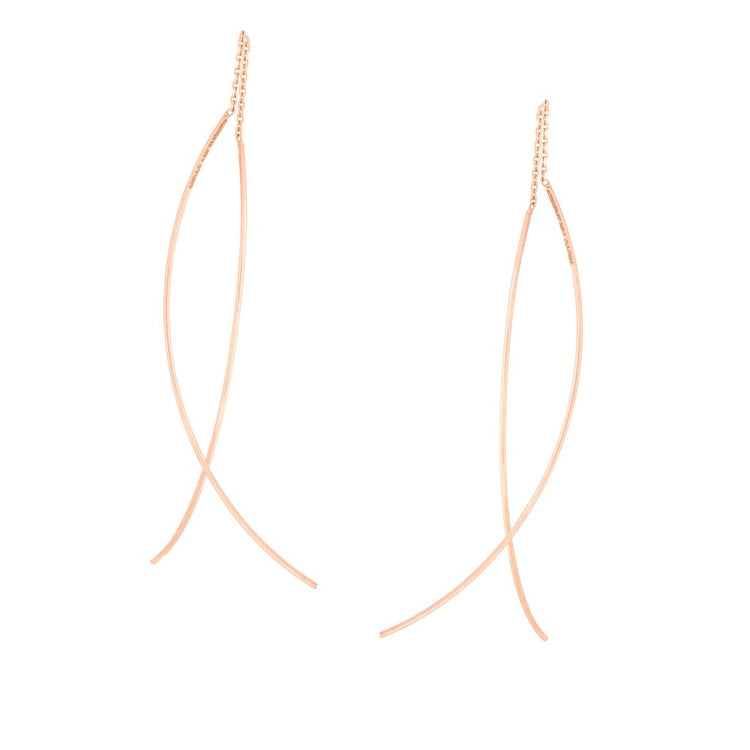 14K Rose Gold Wire and Chain Threader Earrings | Avie Fine Jewelry