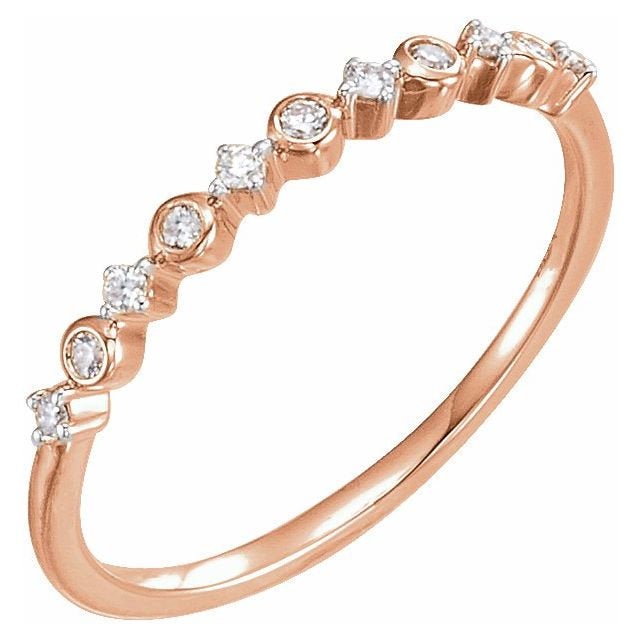 14K Rose Gold Diamond Half Eternity Stacking Ring | Avie Fine Jewelry