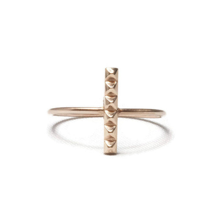 14K Rose Gold Spiked Bar Ring | AVIE Fine Jewelry