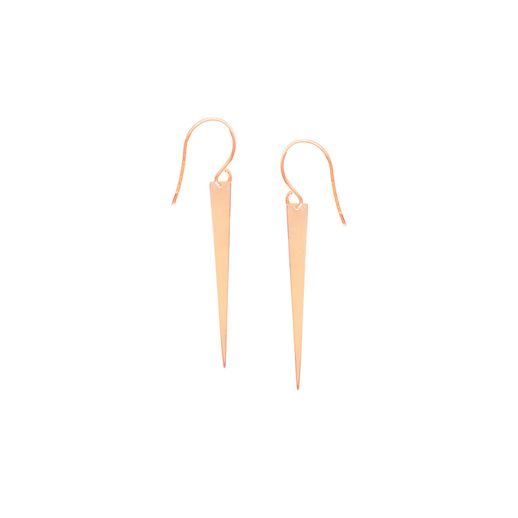 14K Rose Gold Long Triangle Spike Dangle Earrings | Avie Fine Jewelry