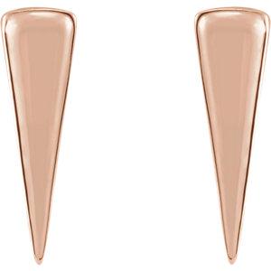 14K Rose Gold Long Triangle Spike Stud Earrings | Avie Fine Jewelry