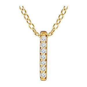 14K Gold Tiny Vertical Diamond Bar Necklace | Avie Fine Jewelry
