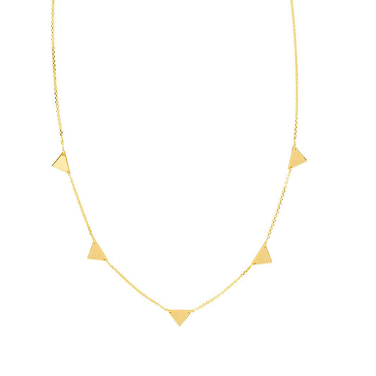 14K Gold Five Triangle Station Necklace | Avie Fine Jewelry