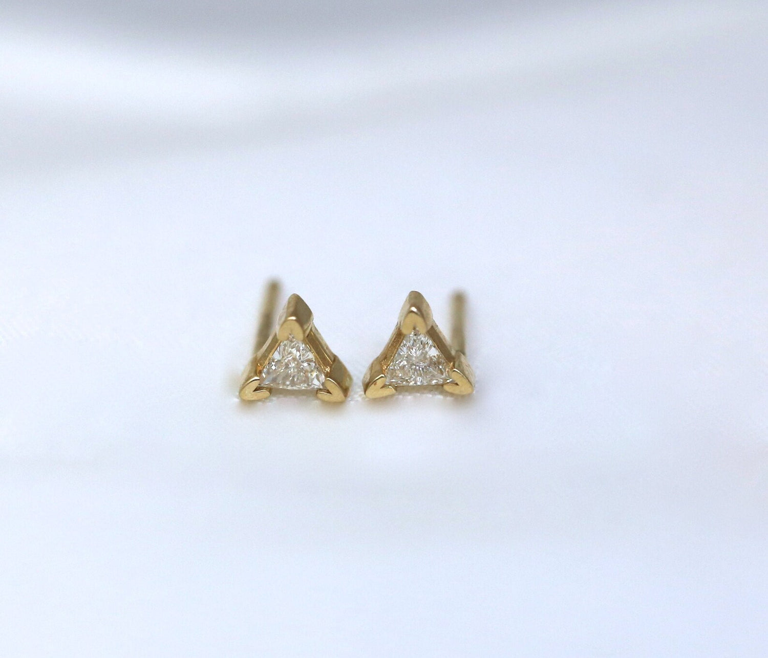 14K Gold Triangle Diamond Stud Earrings | Avery Blake Jewelry