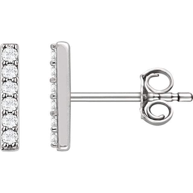 14K White Gold Diamond Bar Stud Earrings | Avie Fine Jewelry
