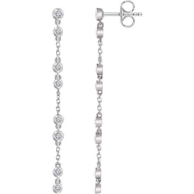 14K White Gold Diamond Chain Drop Stud Earrings | Avie Fine Jewelry