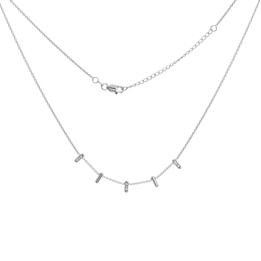 14K White Gold Tiny Diamond Bar Station Necklace | Avie Fine Jewelry