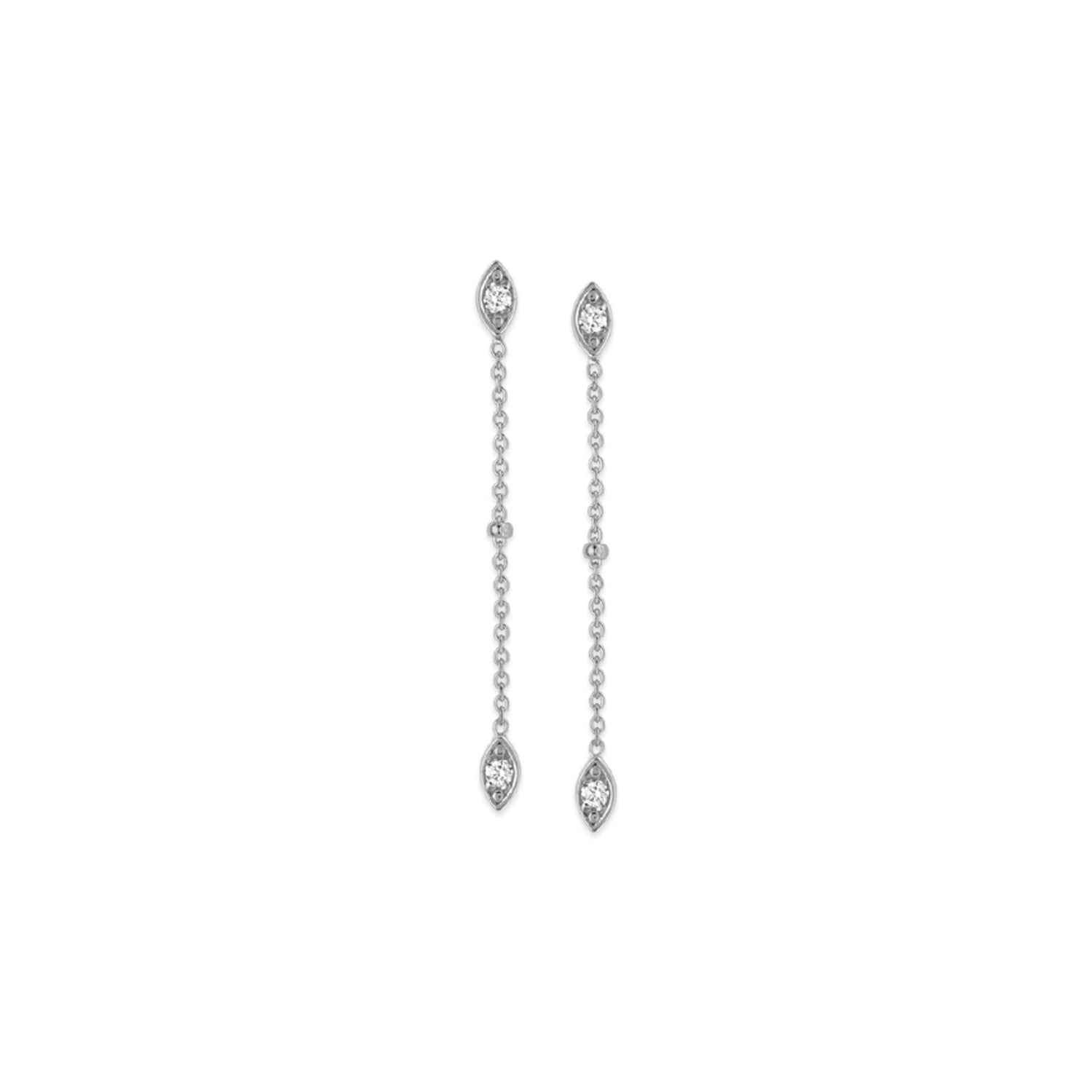 14K White Gold Marquise Diamond Drop Earrings | AVIE Fine Jewelry