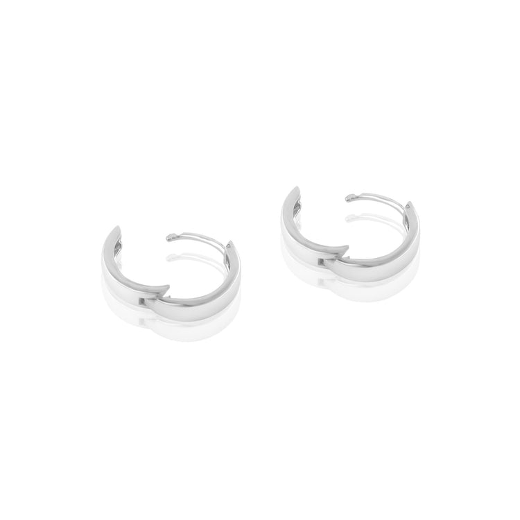 14K White Gold Square Hoop Huggie Earrings | Avie Fine Jewelry