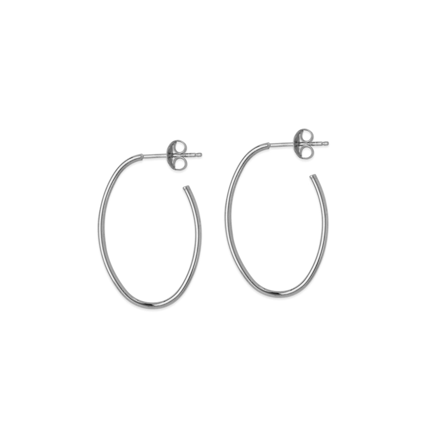 14K White Gold Oval Hoop Earrings | Avie Fine Jewelry