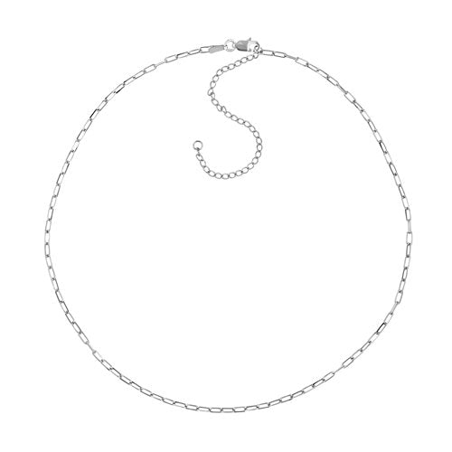 14K White Gold Link Paperclip Chain Choker Necklace | Avie Fine Jewelry