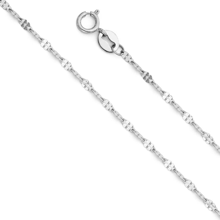 14K White Gold Textured Sequin Chain Necklace | AVIE collection Fine Jewelry