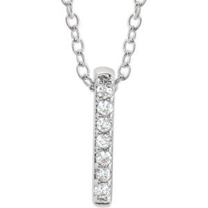 14K White Gold Tiny Vertical Diamond Bar Necklace | Avie Fine Jewelry