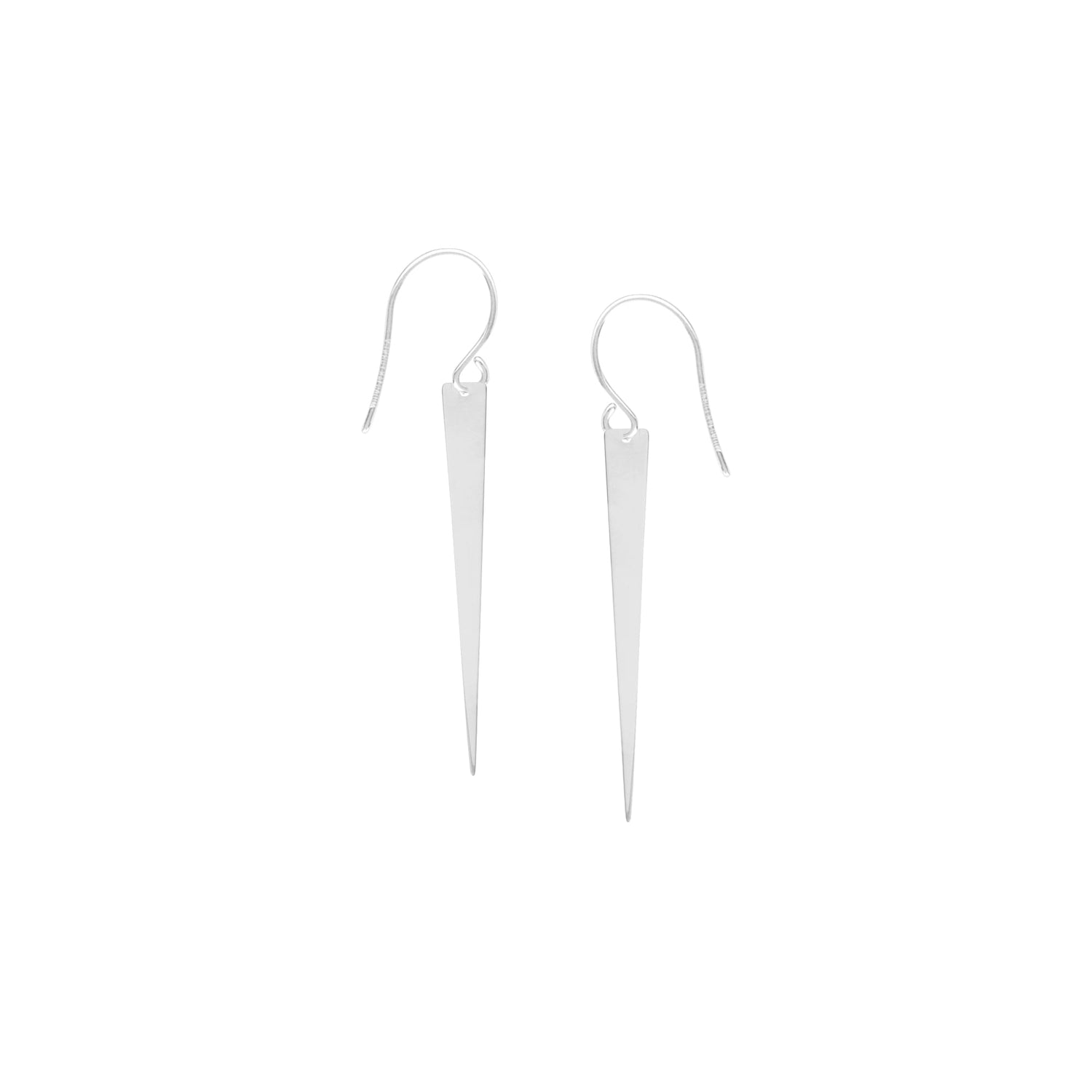 14K White Gold Long Triangle Spike Dangle Earrings | Avie Fine Jewelry